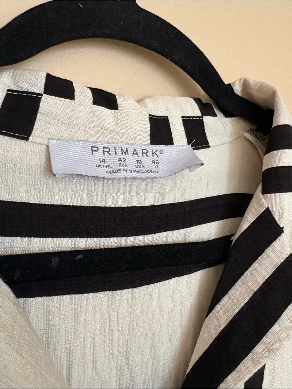 Primark Black White Vertical Stripe Button Front Belted Collared Maxi Dress - Picture 2 of 10